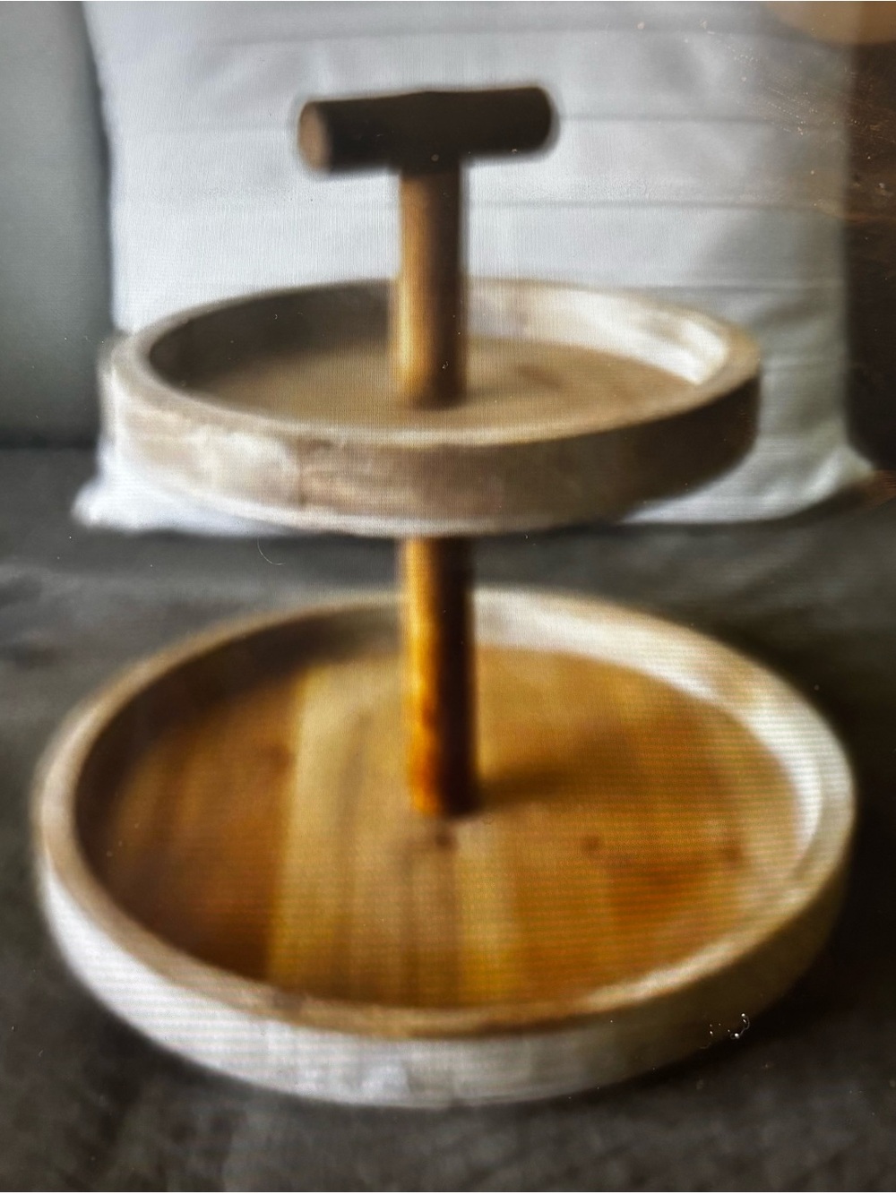 Two-Tier Wooden Serveware Stand